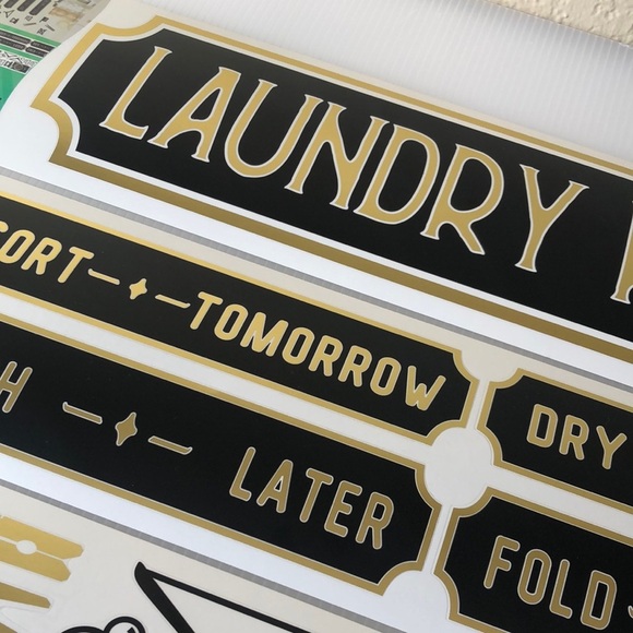 Laundry Room Wall Decal Set - Black and Gold Home Laundry 101 Décor - Picture 2 of 7